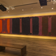 The restored murals were installed for the Nov. 16 2014 opening of the Harvard Arts Museums. Note the projectors hanging from the ceiling.